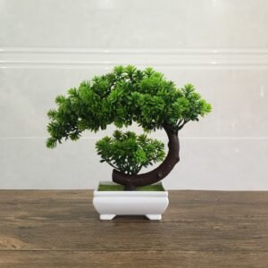 Mini Artificial Flower Bonsai & Green Plant Potted Set | Lifelike Desktop Fake Plant Ornaments for Home, Office Desk & Bookshelf Decor