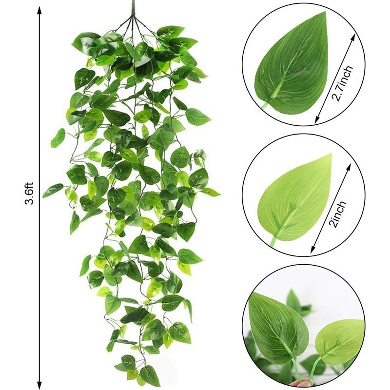 Artificial Hanging Monstera & Fern Vines | Faux Persian Grass Rattan for Wall Decor - Image 4