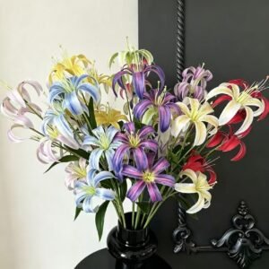 Wholesale 5-Head Golden Gloriosa (Jialan) Lily Spray | 3D Printed Flame Lily Stems for Wedding Road Guides & Landscaping