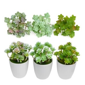 Mini Artificial Potted Succulent Plant | Faux Fairy Greenery for Desk Decor
