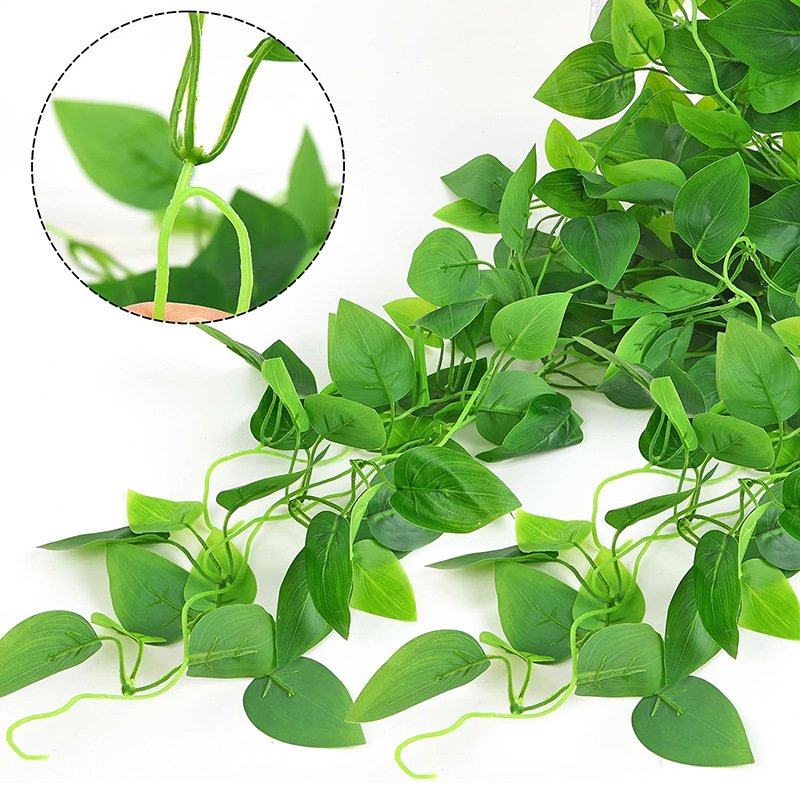Artificial Hanging Monstera & Fern Vines | Faux Persian Grass Rattan for Wall Decor - Image 3