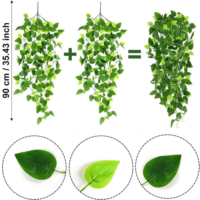 Artificial Hanging Monstera & Fern Vines | Faux Persian Grass Rattan for Wall Decor - Image 2